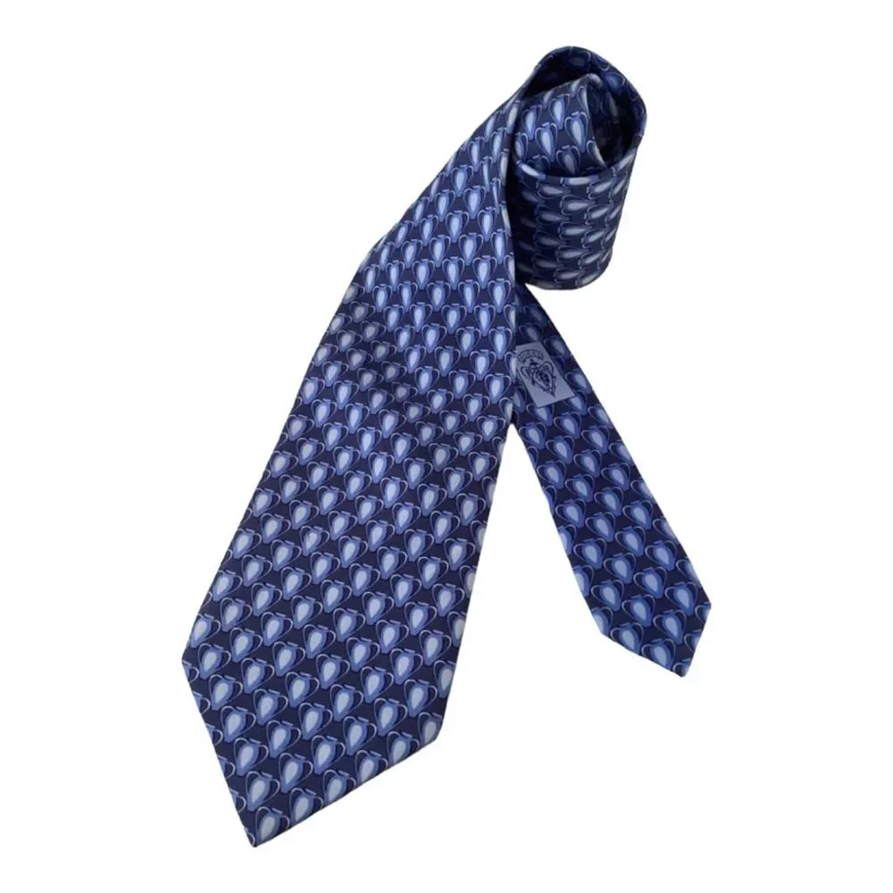 GUCCI Blue Pot Silk Tie Italy 57